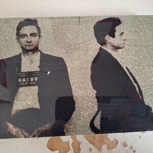 Sparkly Johnny Cash mugshot artwork